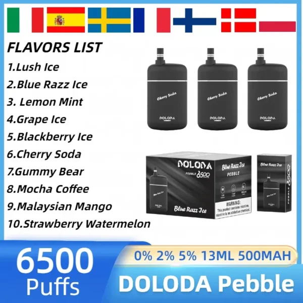 DOLODA Pebble 6500 Puffs 0% 2% 5% Vape desechable recargable con nicotina al por mayor - HelpVape - 2