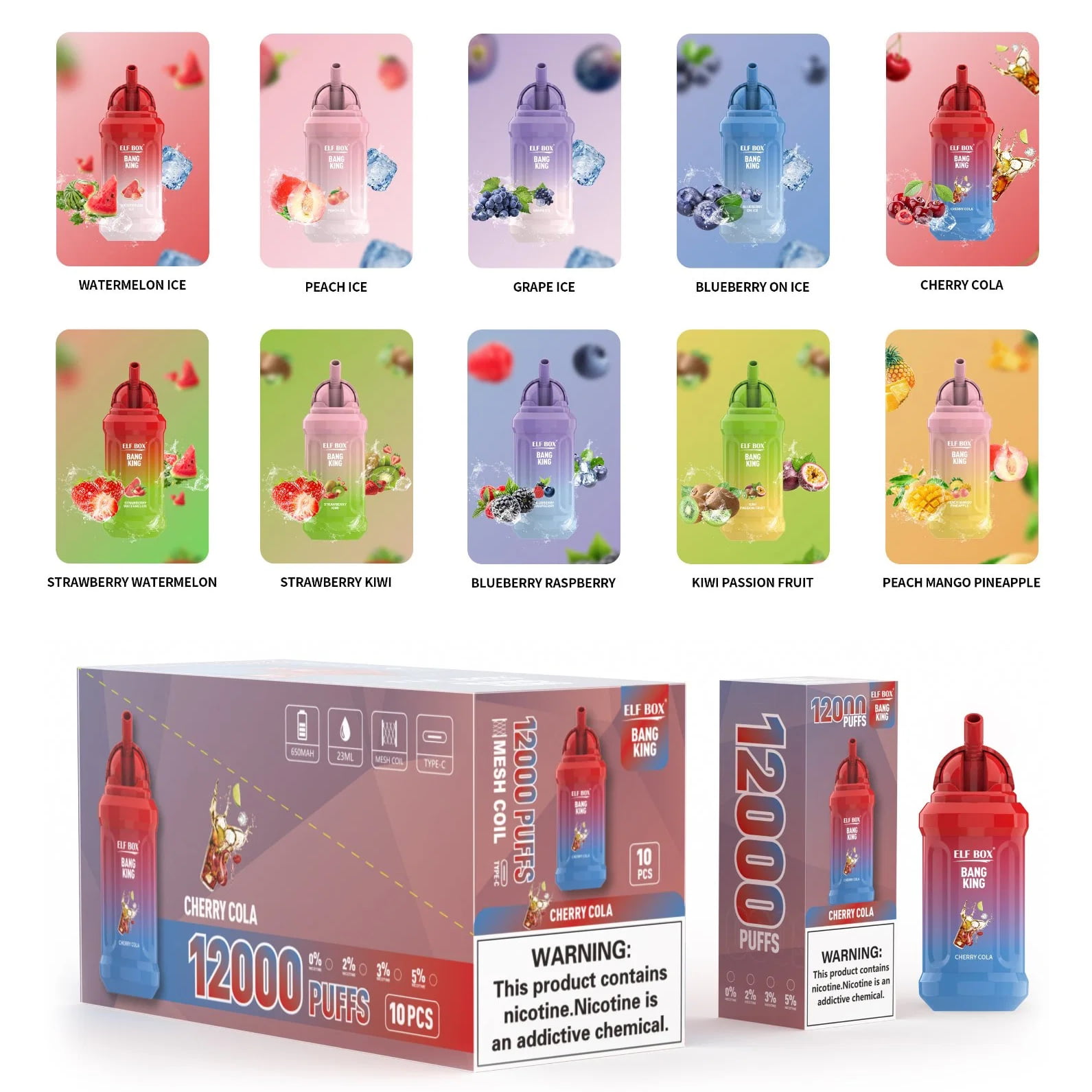 ELF BOX BK12000 Puff 0% 2% 3% 5% Nicotine Rechargeable Disposable vape Wholesale - HelpVape - 4