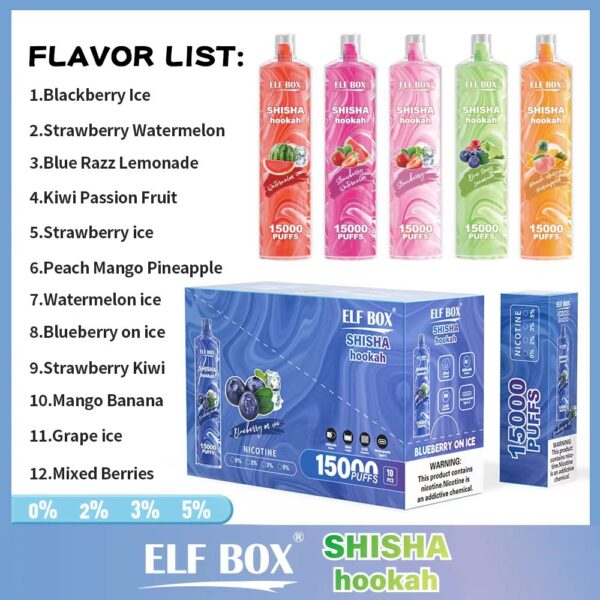 ELF BOX LS15000 Puff Shisha Hookah 0% 2% 5% Nicotine Rechargeable Disposable Vape Wholesale - HelpVape - 2