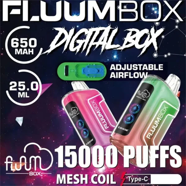 FluuM Digital Box TN 15000 Puffs 0% 2% 3% 5% Никотиновые перезаряжаемые одноразовые капсулы для электронных сигарет Оптовая продажа электронных сигарет - HelpVape - 1