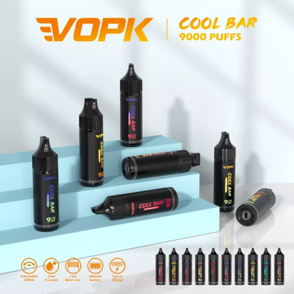 VOPK COOL BAR-9000 PUFFS 0% 2% 3% 5% Nicotine Disposable Vape Wholesale - HelpVape - 1