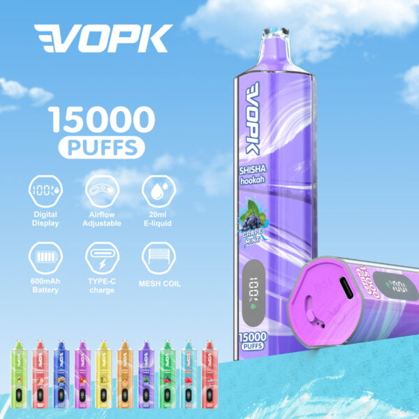 VOPK shisha hookah 15000 PUFFS 0% 2% 3% 5% Nicotine Disposable Vape Wholesale - HelpVape - 1