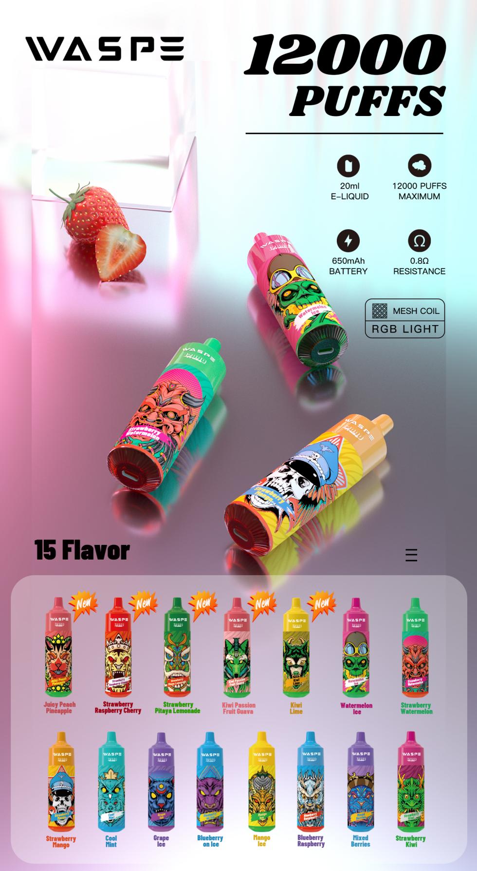WASPE 12000 PUFFS 0% 2% 3% 5% Vape monouso alla nicotina all'ingrosso - HelpVape - 3