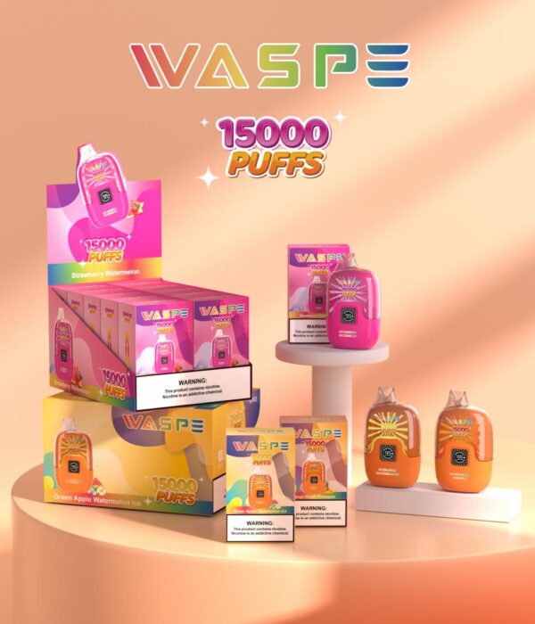 WASPE 15000 PUFFS Caixa Digital 0% 2% 3% 5% Nicotina Vape Descartável Atacado - HelpVape - 1