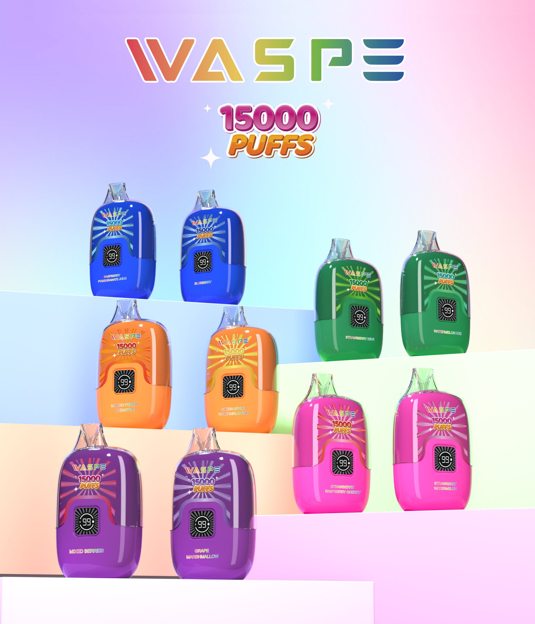 Scatola digitale WASPE 15000 PUFFS 0% 2% 3% 5% Vendita all'ingrosso di vaporizzatori monouso alla nicotina - HelpVape - 7