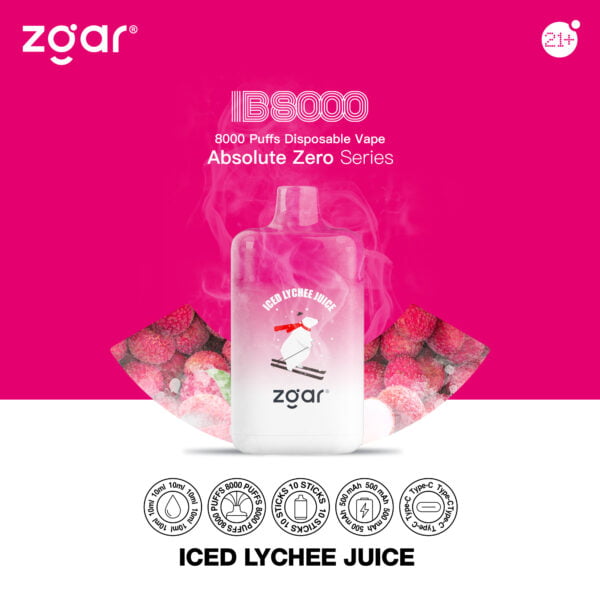 ZGAR ICE BOX 8000 Puffs 2% Nikotynowy akumulator jednorazowy Vape Hurt - HelpVape - 8