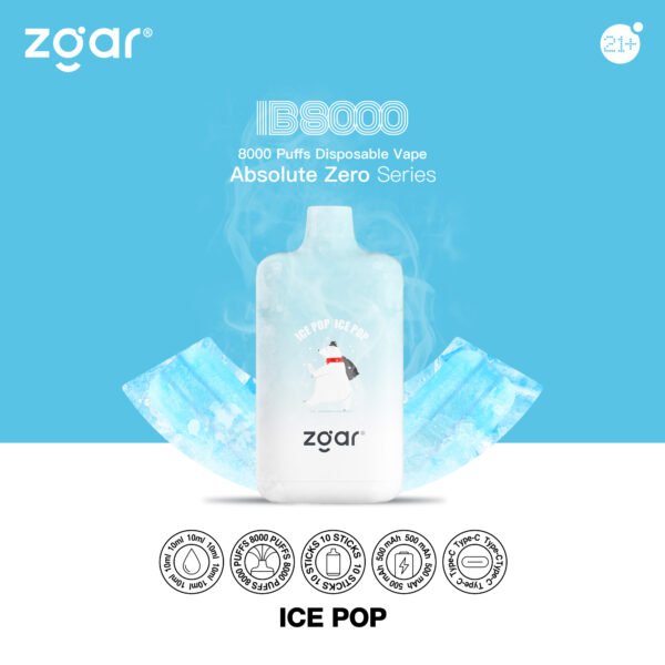 ZGAR ICE BOX 8000 Puffs 2% Nikotynowy akumulator jednorazowy Vape Hurt - HelpVape - 4