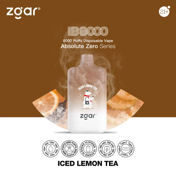 ZGAR ICE BOX 8000 Puffs 2% Nikotynowy akumulator jednorazowy Vape Hurt - HelpVape - 6