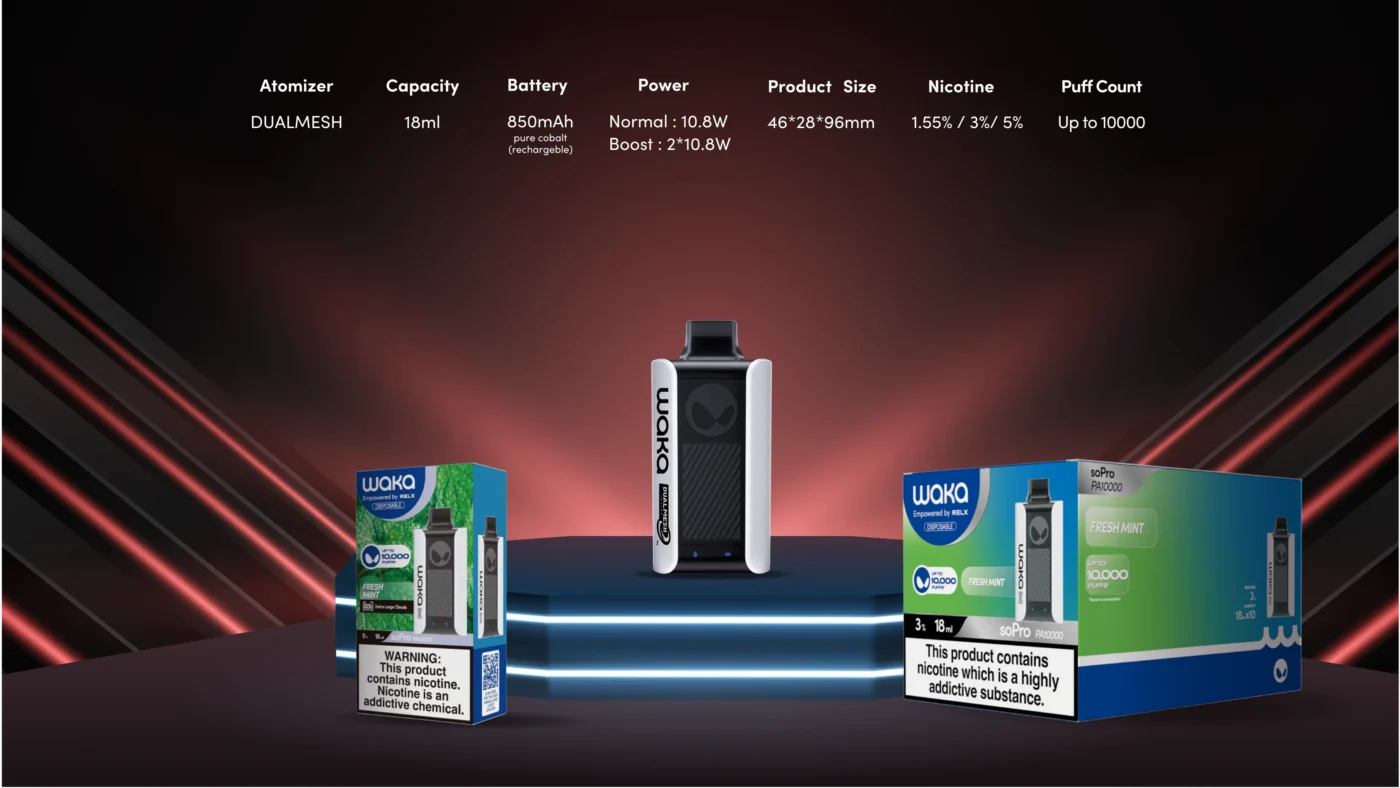 WAKA soPro PA10000 18mg/ml Nicotine Disposable Vape - 10000 Puffs Wholesale - HelpVape - 3
