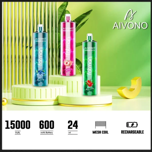 AIVONO FATMAN 15000 Puffs 0% 2% 3% 5% Nivel scăzut de nicotină Reîncărcabil Vapes Pen vrac Cumpărați cu ridicata - HelpVape - 1