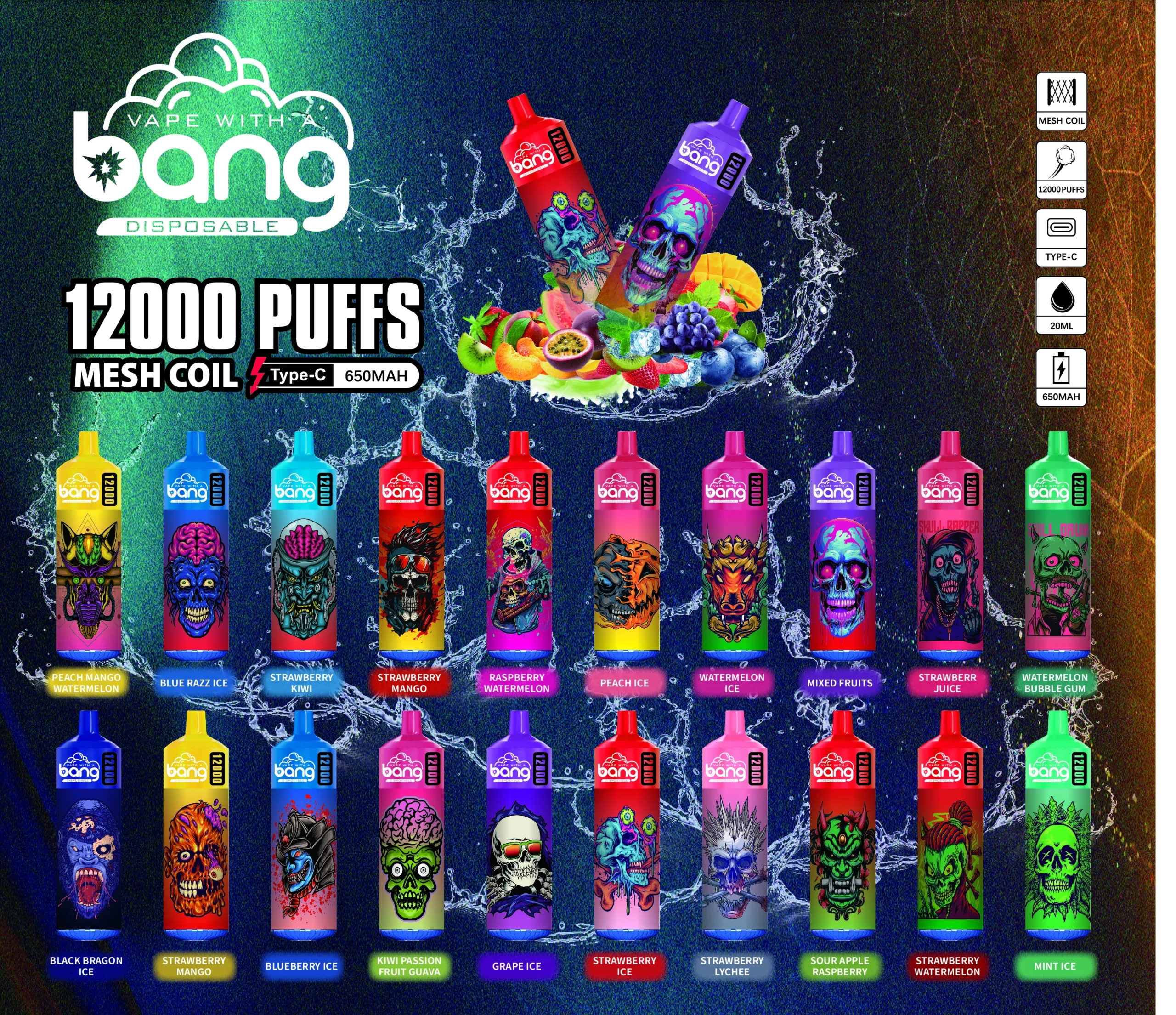 Bang 12000 Puffs 0% 2% 3% 5% Stilo vape reîncărcabil de unică folosință cu conținut scăzut de nicotină Cumpărați cu ridicata 40 Bang 12000 Puffs 0% 2% 3% 5% Nivel scăzut de nicotină Vrac Cumpărați stilou vape reîncărcabil de unică folosință Comerț cu ridicata