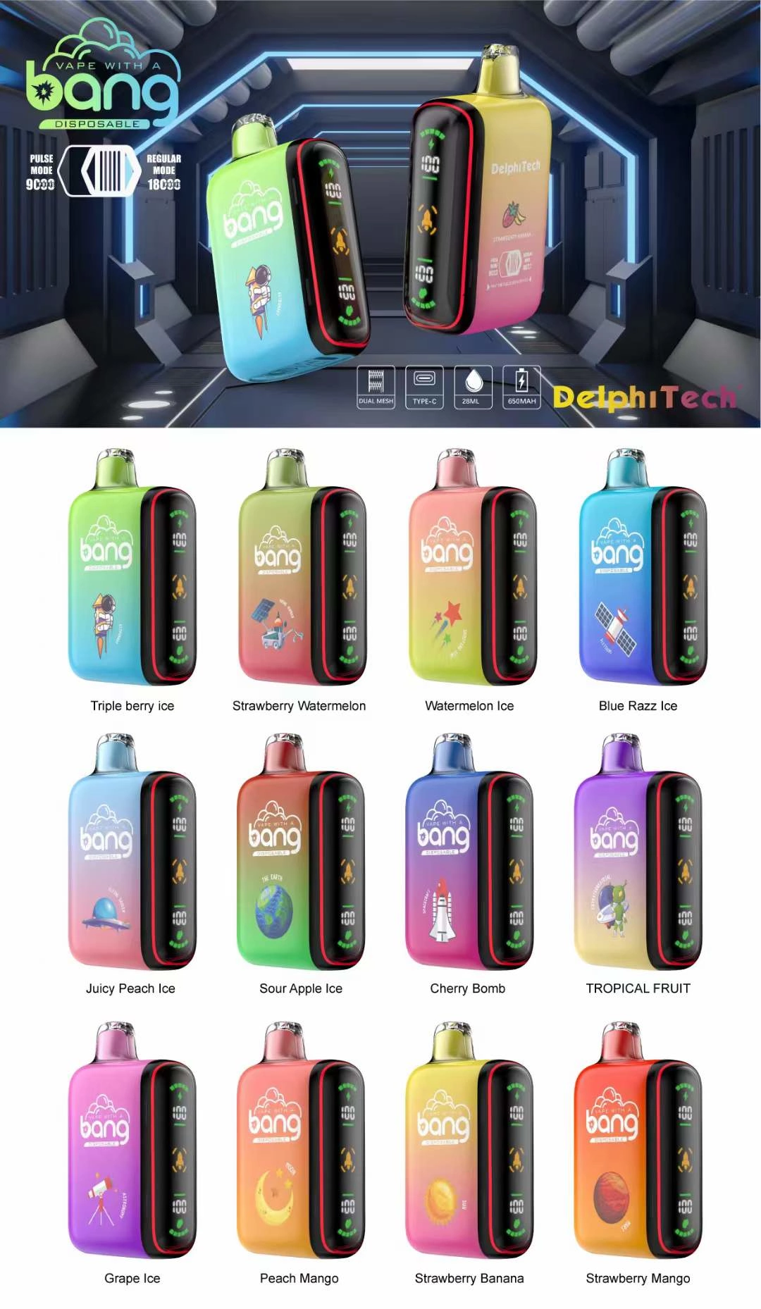 Bang 18000 Puffs Dual Mesh Digital Box 0% 2% 3% 5% Penna per vapori usa e getta ricaricabile a basso contenuto di nicotina all'ingrosso Acquista all'ingrosso