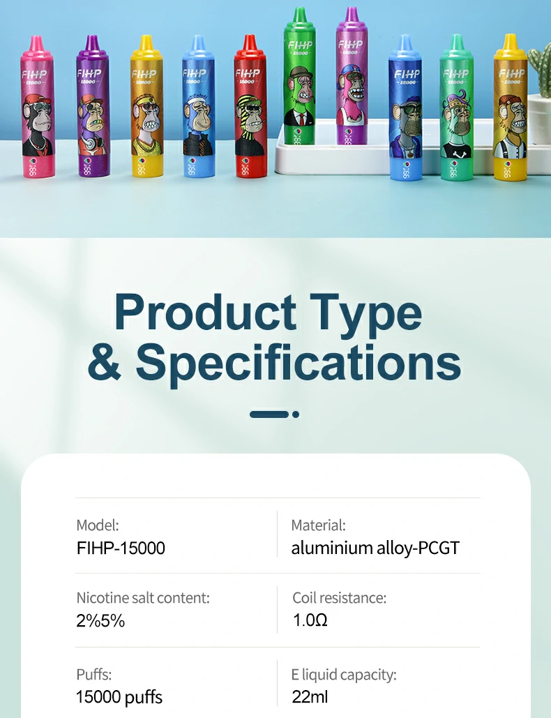 FIHP 15000 Puffs 2% 5% Stylo à vape jetable rechargeable à faible teneur en nicotine Acheter en gros