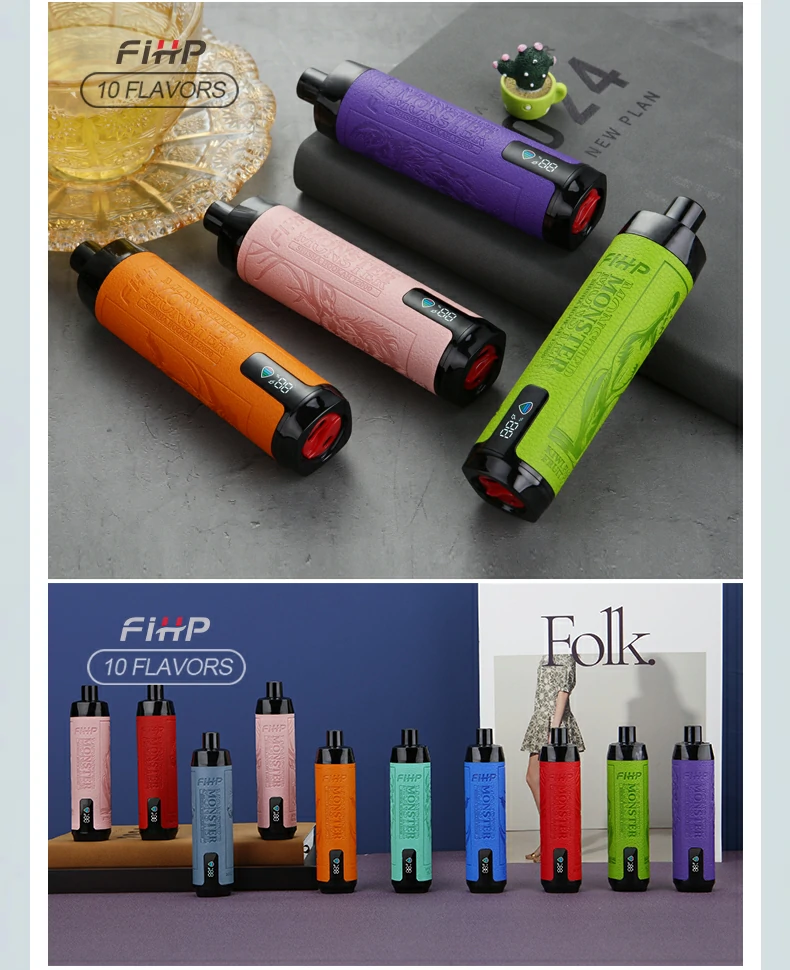 FIHP Shisha Hookah 12000 Puffs Monster Low Nicotine Vapes jetables rechargeables Stylo en vrac Acheter en gros