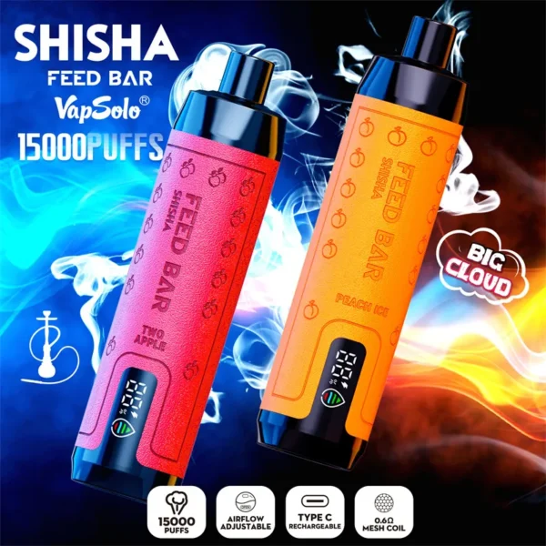 Vapsolo FEED BAR Shisha 15000 Puffs 0.5% Caneta Vapes Descartáveis ​​Recarregáveis ​​com Baixo Nicotina em Massa Compre no Atacado - HelpVape - 6