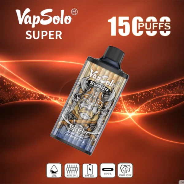 Vapsolo Super 15000 Puffs 2% 5% Baixo teor de nicotina em massa Compre caneta Vapes descartável recarregável no atacado - HelpVape - 15