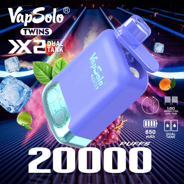 VapSolo Twins 20000 Puffs 2% 5% Перезаряжаемые одноразовые вейпы-ручки с низким содержанием никотина, оптовая покупка оптом - HelpVape - 2