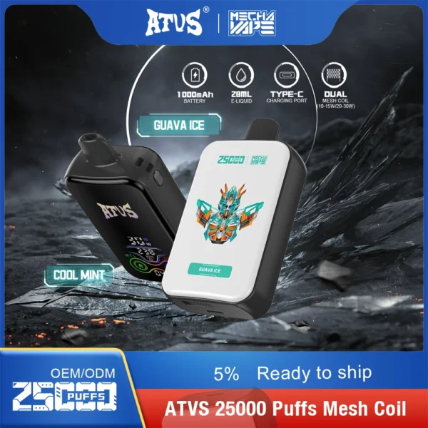 ATVS 25000 Puffs Dual Mesh 5% Low Nicotina Rechargeable Vapes Pen vrac Cumpărați cu ridicata - HelpVape - 8