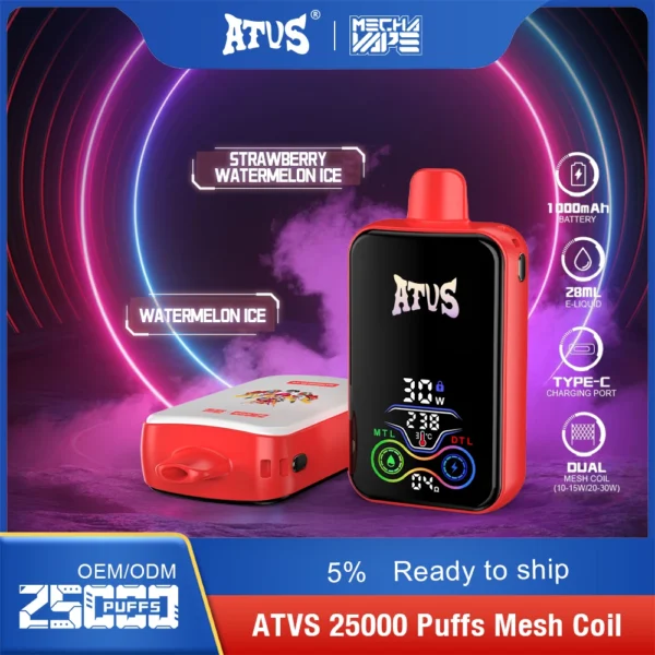 ATVS 25000 Puffs Dual Mesh 5% Low Nicotina Rechargeable Vapes Pen vrac Cumpărați cu ridicata - HelpVape - 5