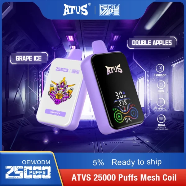 ATVS 25000 Puffs Dual Mesh 5% Low Nicotina Rechargeable Vapes Pen vrac Cumpărați cu ridicata - HelpVape - 2