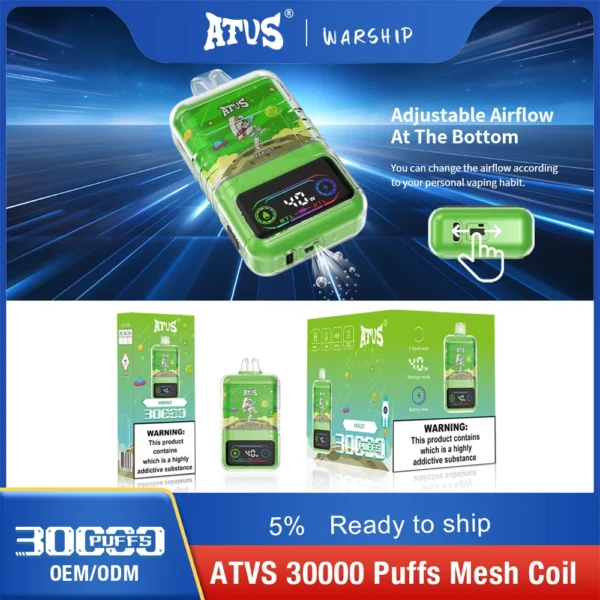 ATVS 30000 Puffs Dual Mesh 5% Перезаряжаемая одноразовая ручка для вейпов с низким содержанием никотина. Купить оптом - HelpVape - 7