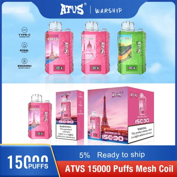 Atvs 15000 Puffs 5% Low Nicotina Rechargeable Vapes Pen vrac Cumpărați cu ridicata - HelpVape - 8