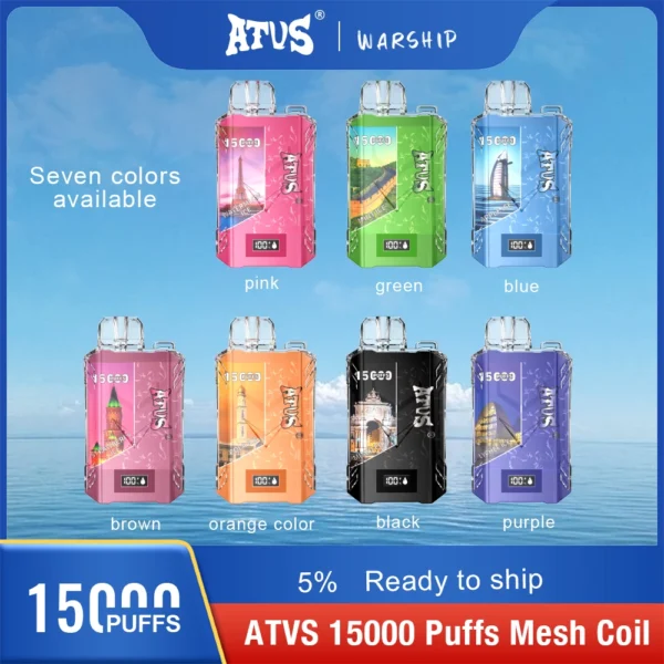 Atvs 15000 Puffs 5% Low Nicotina Rechargeable Vapes Pen vrac Cumpărați cu ridicata - HelpVape - 1