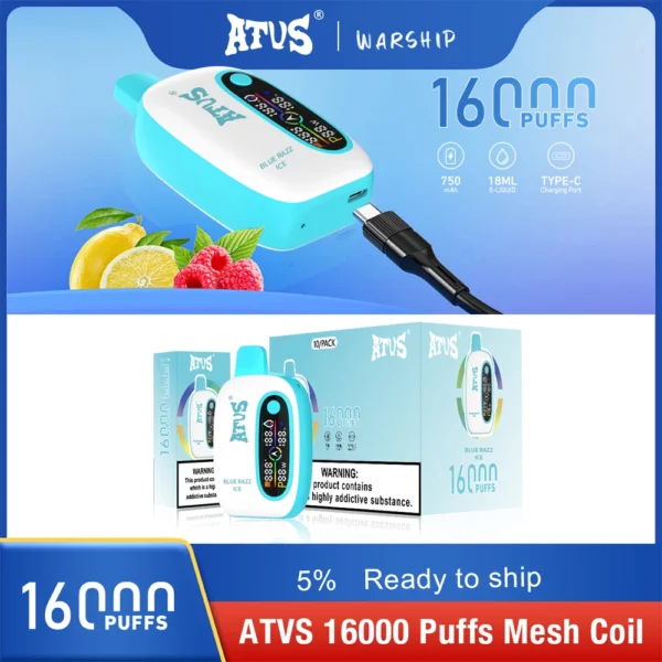 Atvs 16000 Puffs 2% 5% Перезаряжаемые одноразовые ручки для электронных сигарет с низким содержанием никотина, оптовая покупка оптом - HelpVape - 15