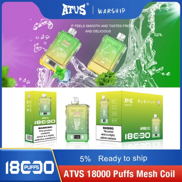 Atvs Warship 18000 Puffs 5% Low Nicotina Rechargeable Vapes Pen vrac Cumpărați cu ridicata - HelpVape - 7