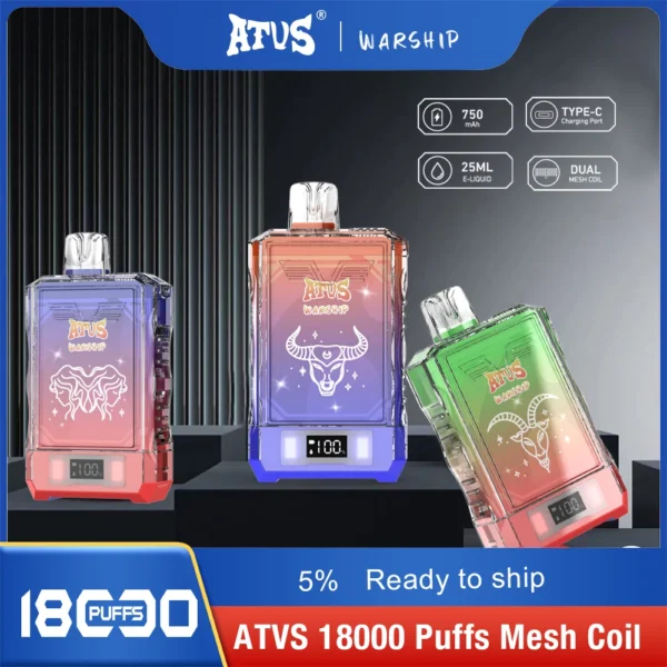 Atvs Warship 18000 Puffs 5% Low Nicotina Rechargeable Vapes Pen vrac Cumpărați cu ridicata - HelpVape - 9