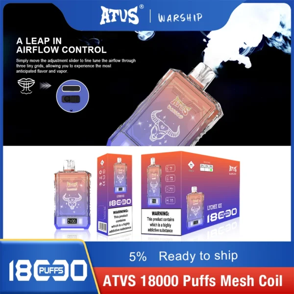 Atvs Warship 18000 Puffs 5% Low Nicotina Rechargeable Vapes Pen vrac Cumpărați cu ridicata - HelpVape - 8