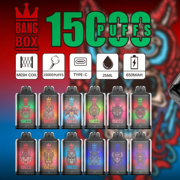 Bang Box S1 15000 Puffs 0% 2% 3% 5% Nikotinarm, wiederaufladbar, Einweg-Vapes, Pen, Großpackung, Großhandel kaufen – HelpVape – 1