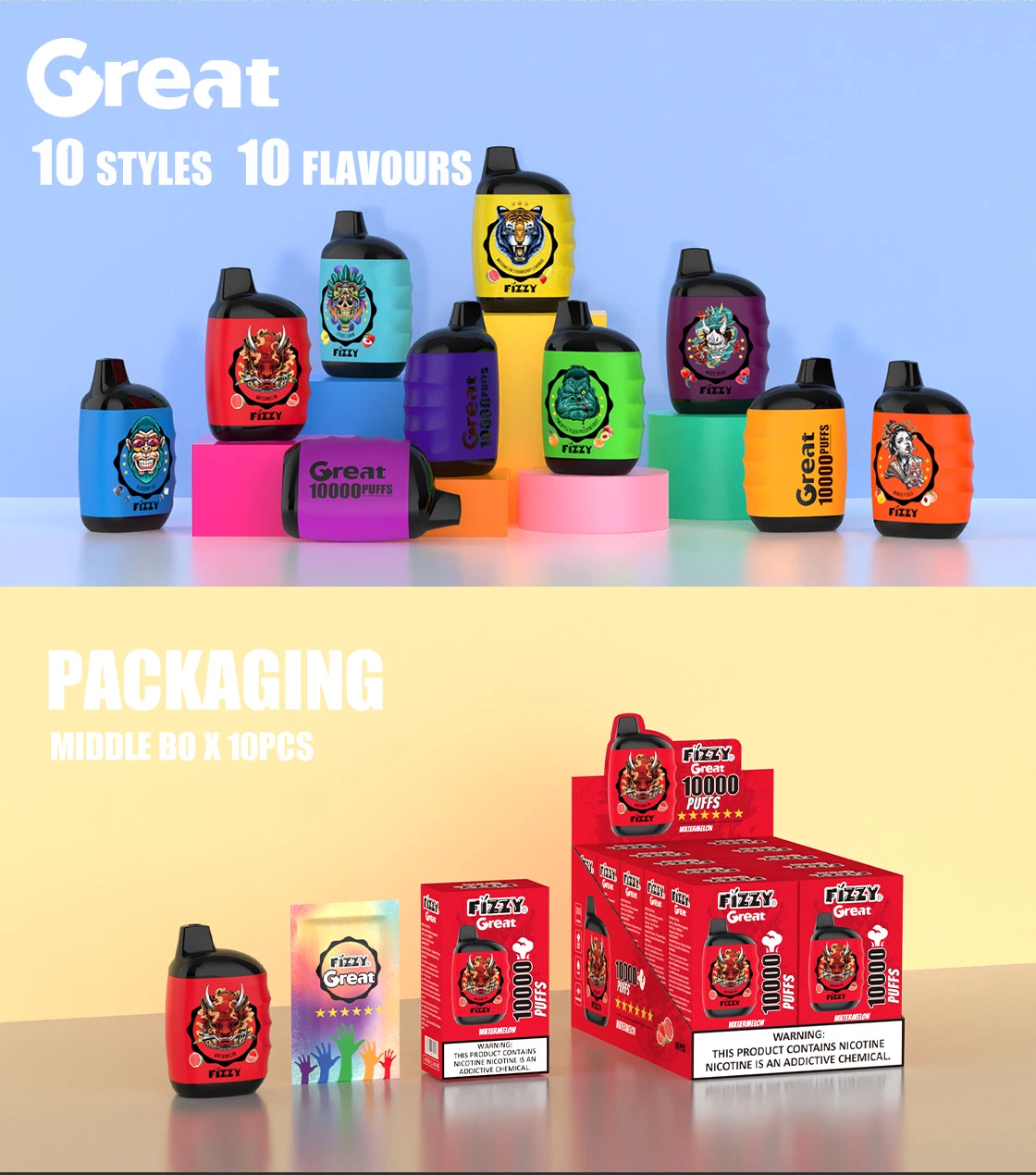 Fizzy Great 10000 Puffs 2% 5% Low Nicotine Rechargeable Disposable Vapes Pen Bulk Buy Wholesale -helpvape