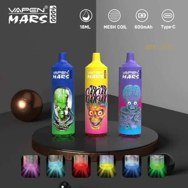 VAPEN Mars 9000 Puffs 0% 2% 5% Перезаряжаемые одноразовые ручки для электронных сигарет с низким содержанием никотина, оптовая покупка оптом - HelpVape - 1