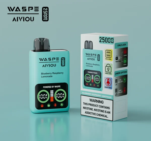 WASPE 25000 PUFFS Dual Mesh Box 0% 2% 5% Low Nicotine LED Display Rechargeable Disposable Vapes Pen Bulk Buy Wholesale - HelpVape - 11