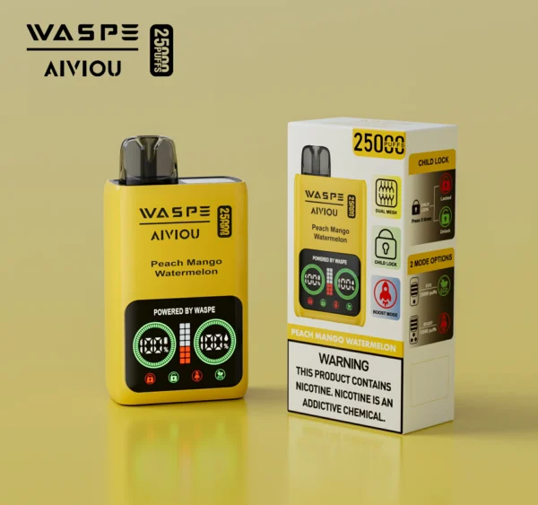 WASPE 25000 PUFFS Dual Mesh Box 0% 2% 5% Low Nicotine LED Display Rechargeable Disposable Vapes Pen Bulk Buy Wholesale - HelpVape - 9