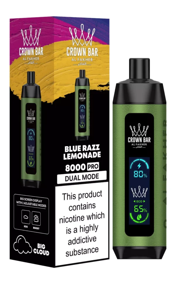 Al Fakher Crown Bar Big Cloud 8000 Pro Dual Mode Pełny ekran Niska zawartość nikotyny Akumulator Jednorazowe Vapes Pen Luzem Kup hurtowo - Magazyn europejski - HelpVape - 11