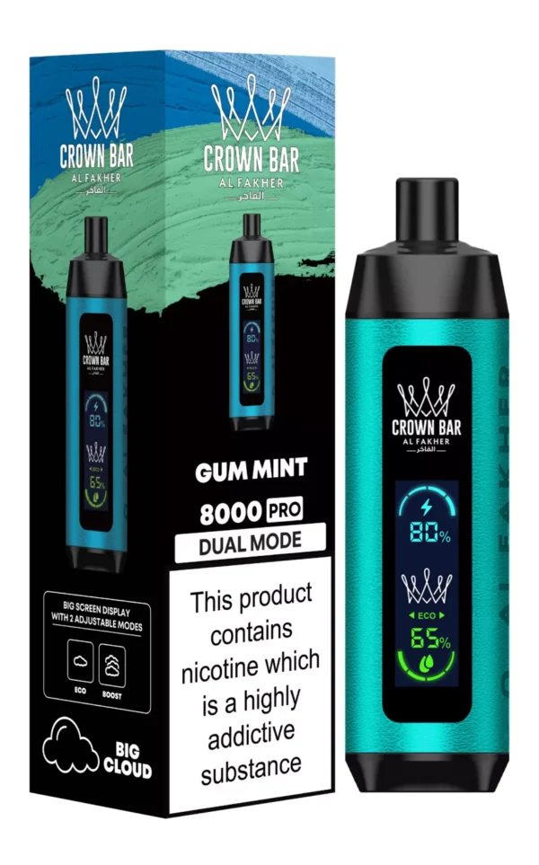 Al Fakher Crown Bar Big Cloud 8000 Pro Dual Mode Full Screen Low Nicotine Rechargeable Disposable Vapes Pen Bulk Buy Wholesale - European Warehouse Stock - HelpVape - 9