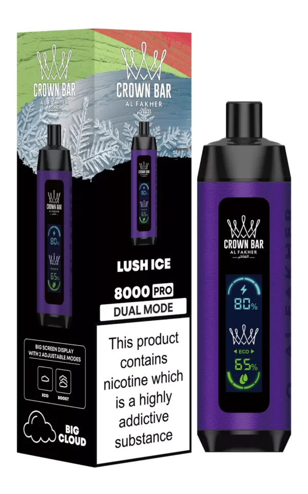 Al Fakher Crown Bar Big Cloud 8000 Pro Dual Mode Schermo intero Penna per vaporizzatori usa e getta ricaricabile a basso contenuto di nicotina Acquista all'ingrosso - Magazzino europeo - HelpVape - 4