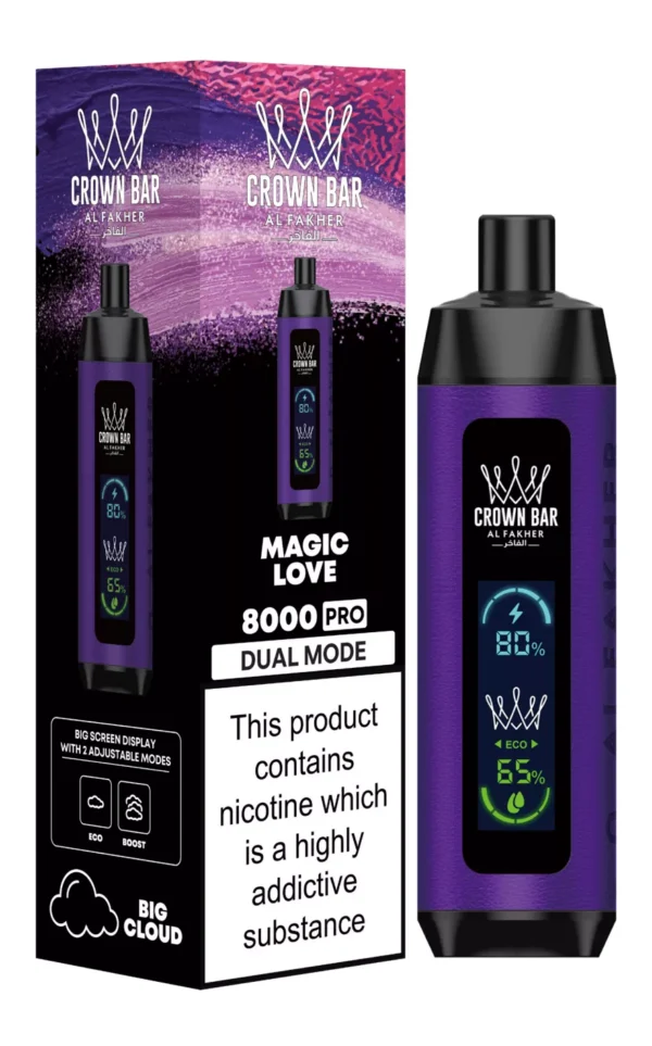 Al Fakher Crown Bar Big Cloud 8000 Pro Dual Mode Celá obrazovka Nízký obsah nikotinu Nabíjecí jednorázové vapes Pen Hromadně Koupit Velkoobchod - Evropský sklad - HelpVape - 3