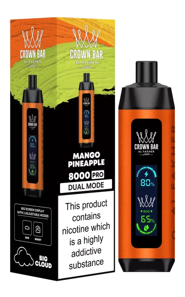 Al Fakher Crown Bar Big Cloud 8000 Pro Dual Mode Celá obrazovka Nízký obsah nikotinu Nabíjecí jednorázové vapes Pen Hromadně Koupit Velkoobchod - Evropský sklad - HelpVape - 2