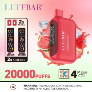 VASY LUFFBAR Dually 20000 trekjes Dubbel digitaal scherm 50 mg Oplaadbare wegwerpvapes-pen met laag nicotinegehalte in bulk Koop groothandel