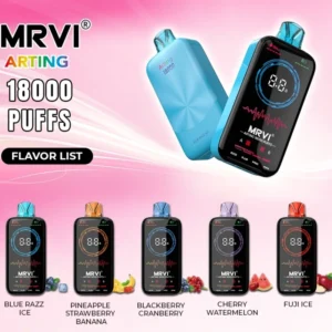 MRVI Arting 18000 Puffs Полноэкранный дисплей с двойной сеткой 2% 5% Перезаряжаемые одноразовые ручки для электронных сигарет с низким содержанием никотина Купить оптом
