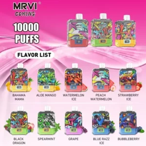 MRVI Coming 10000 Puffs Цифровой экран 2% 3% 5% Перезаряжаемые одноразовые ручки для электронных сигарет с низким содержанием никотина Купить оптом оптом