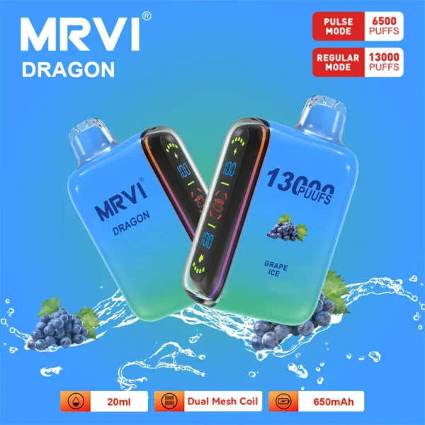 MRVI Dragon 13000 Puffs Dual Mesh Schermo digitale 2% 5% Penna per vapori usa e getta ricaricabile a basso contenuto di nicotina Bulk Acquista all'ingrosso - HelpVape - 9