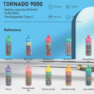 MRVI Tornado 9000 Puffs 2% 3% 5% перезаряжаемые одноразовые ручки для электронных сигарет с низким содержанием никотина, купить оптом