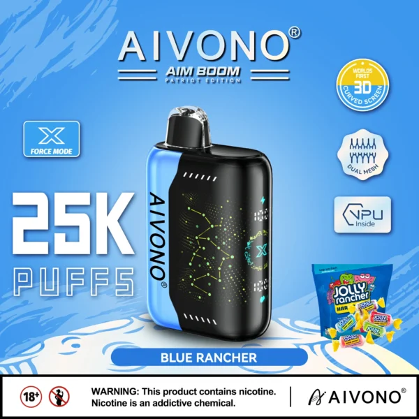 AIVONO AIM BOOM 25000 Puffs Ecran digital cu plasă duală 0% 2% 3% 5% Stilo vape reîncărcabil de unică folosință cu conținut scăzut de nicotină Cumpărați cu ridicata - HelpVape - 8