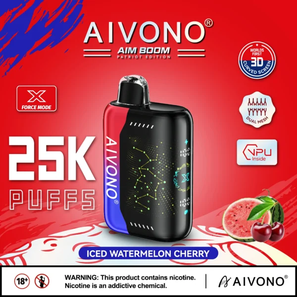 AIVONO AIM BOOM 25000 Puffs Ecran digital cu plasă duală 0% 2% 3% 5% Stilo vape reîncărcabil de unică folosință cu conținut scăzut de nicotină Cumpărați cu ridicata - HelpVape - 2