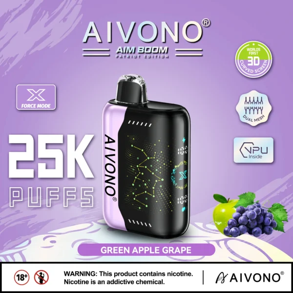 AIVONO AIM BOOM 25000 Puffs Ecran digital cu plasă dublă 0% 2% 3% 5% Stilo vape reîncărcabil de unică folosință cu conținut scăzut de nicotină Cumpărați cu ridicata - HelpVape - 1