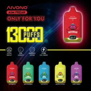 AIVONO AIM FREAK 13000 Puffs Tela Digital 0% 2% 3% 5% Baixa Nicotina Recarregável Vapes Descartáveis Pen Bulk Comprar Atacado